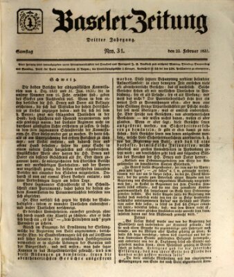 Basler Zeitung Samstag 23. Februar 1833