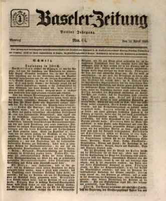 Basler Zeitung Montag 22. April 1833