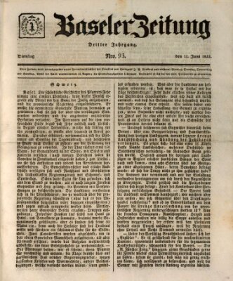 Basler Zeitung Dienstag 11. Juni 1833