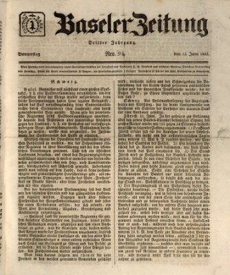 Basler Zeitung Donnerstag 13. Juni 1833