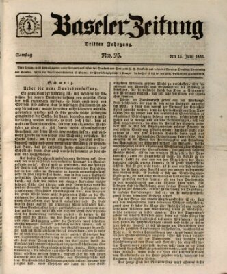 Basler Zeitung Samstag 15. Juni 1833