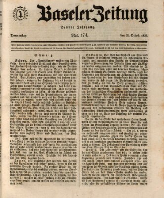 Basler Zeitung Donnerstag 31. Oktober 1833