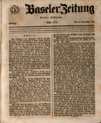 Basler Zeitung Dienstag 19. November 1833