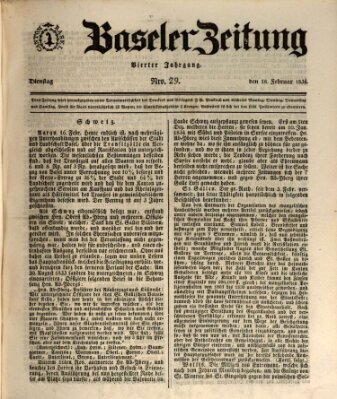 Basler Zeitung Dienstag 18. Februar 1834