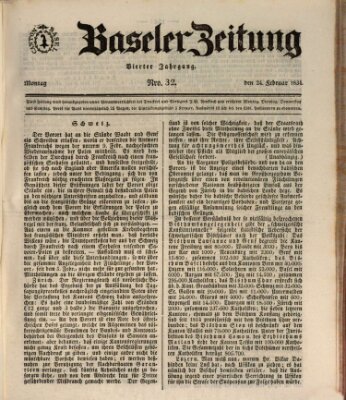 Basler Zeitung Montag 24. Februar 1834