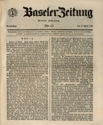 Basler Zeitung Donnerstag 17. April 1834