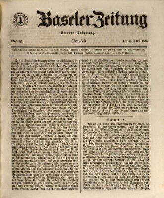 Basler Zeitung Montag 21. April 1834