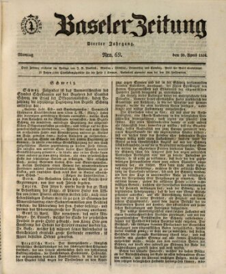 Basler Zeitung Montag 28. April 1834