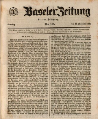 Basler Zeitung Samstag 22. November 1834