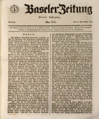 Basler Zeitung Montag 22. Dezember 1834
