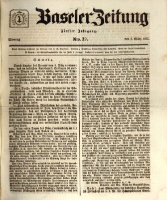 Basler Zeitung Montag 9. März 1835