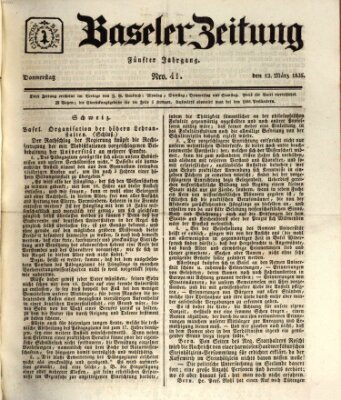 Basler Zeitung Donnerstag 12. März 1835