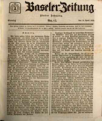 Basler Zeitung Samstag 18. April 1835
