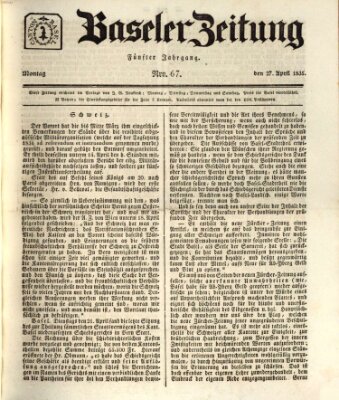 Basler Zeitung Montag 27. April 1835