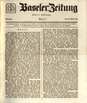 Basler Zeitung Dienstag 28. April 1835