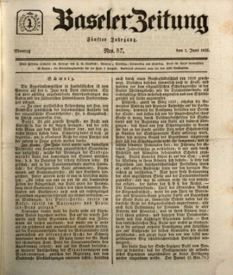 Basler Zeitung Montag 1. Juni 1835