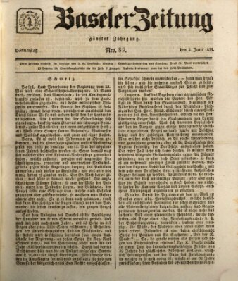Basler Zeitung Donnerstag 4. Juni 1835