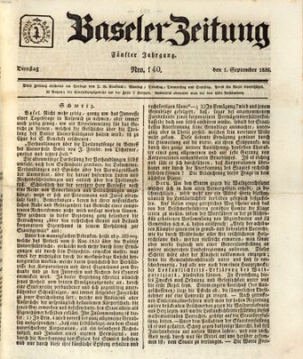 Basler Zeitung Dienstag 1. September 1835