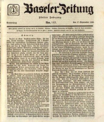 Basler Zeitung Donnerstag 17. September 1835