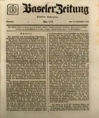 Basler Zeitung Dienstag 22. September 1835