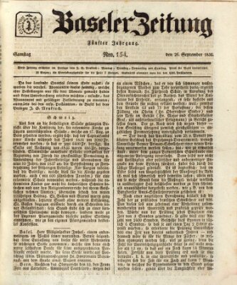 Basler Zeitung Samstag 26. September 1835