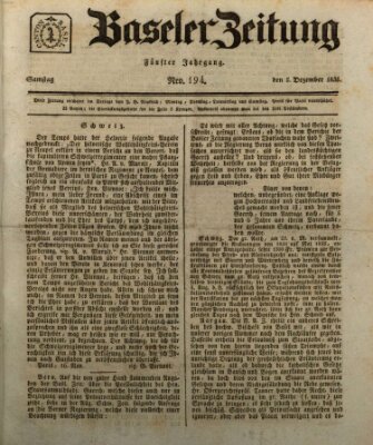 Basler Zeitung Samstag 5. Dezember 1835