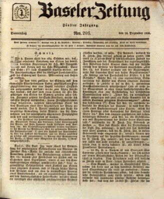 Basler Zeitung Donnerstag 24. Dezember 1835