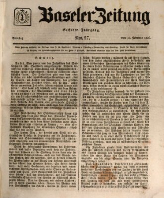 Basler Zeitung Dienstag 16. Februar 1836
