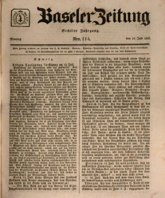 Basler Zeitung Montag 18. Juli 1836