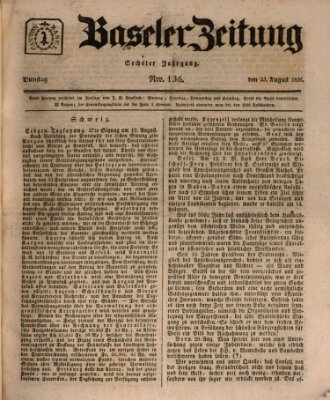 Basler Zeitung Dienstag 23. August 1836