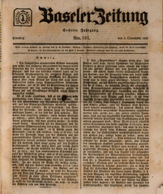 Basler Zeitung Dienstag 8. November 1836
