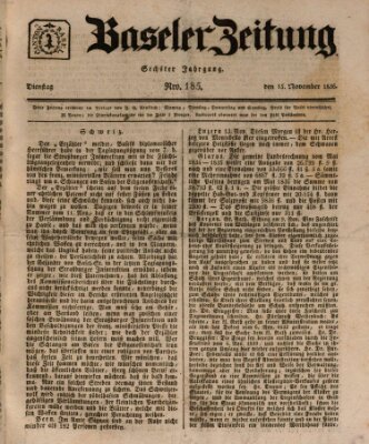 Basler Zeitung Dienstag 15. November 1836