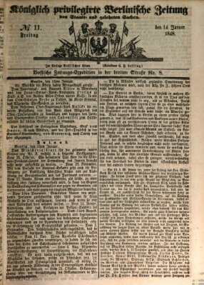 Königlich privilegirte Berlinische Zeitung von Staats- und gelehrten Sachen (Berlinische privilegirte Zeitung) Freitag 14. Januar 1848