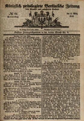 Königlich privilegirte Berlinische Zeitung von Staats- und gelehrten Sachen (Berlinische privilegirte Zeitung) Donnerstag 16. März 1848