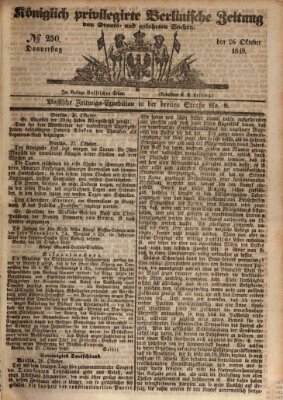 Königlich privilegirte Berlinische Zeitung von Staats- und gelehrten Sachen (Berlinische privilegirte Zeitung) Donnerstag 26. Oktober 1848