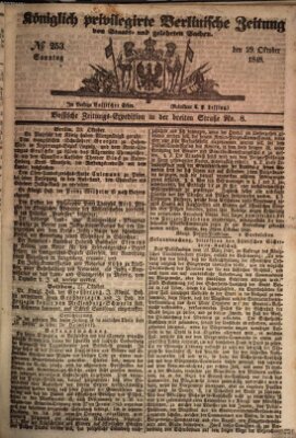 Königlich privilegirte Berlinische Zeitung von Staats- und gelehrten Sachen (Berlinische privilegirte Zeitung) Sonntag 29. Oktober 1848