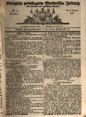 Königlich privilegirte Berlinische Zeitung von Staats- und gelehrten Sachen (Berlinische privilegirte Zeitung) Dienstag 9. Januar 1849