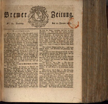Bremer Zeitung Sonntag 12. Januar 1817