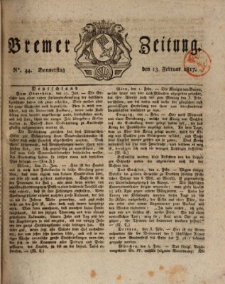 Bremer Zeitung Donnerstag 13. Februar 1817