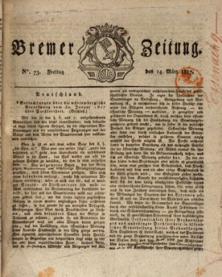Bremer Zeitung Freitag 14. März 1817