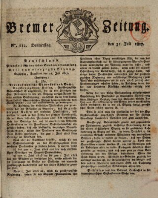 Bremer Zeitung Donnerstag 31. Juli 1817