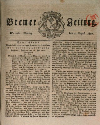 Bremer Zeitung Montag 4. August 1817