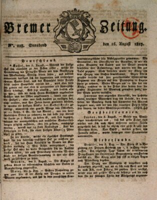 Bremer Zeitung Samstag 16. August 1817