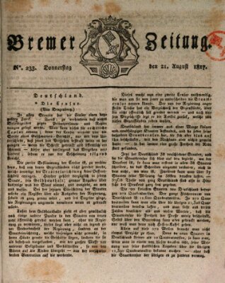 Bremer Zeitung Donnerstag 21. August 1817