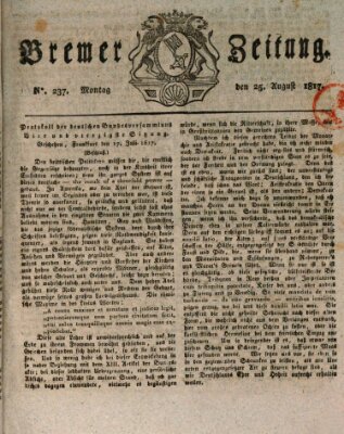 Bremer Zeitung Montag 25. August 1817