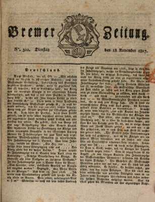 Bremer Zeitung Dienstag 18. November 1817