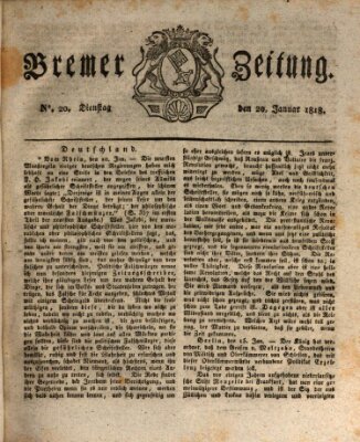 Bremer Zeitung Dienstag 20. Januar 1818