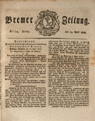 Bremer Zeitung Freitag 24. April 1818