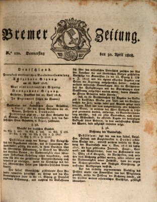 Bremer Zeitung Donnerstag 30. April 1818