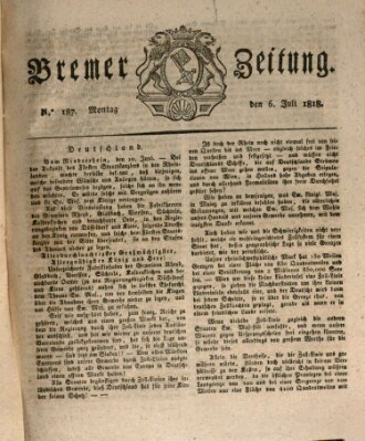 Bremer Zeitung Montag 6. Juli 1818
